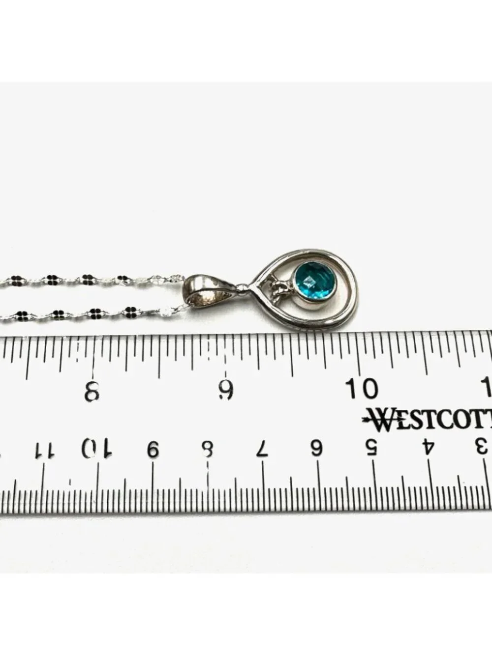 SAJEN Blue Facteted Gemstone Pendant Sterling Silver 16 Inch Chain Necklace